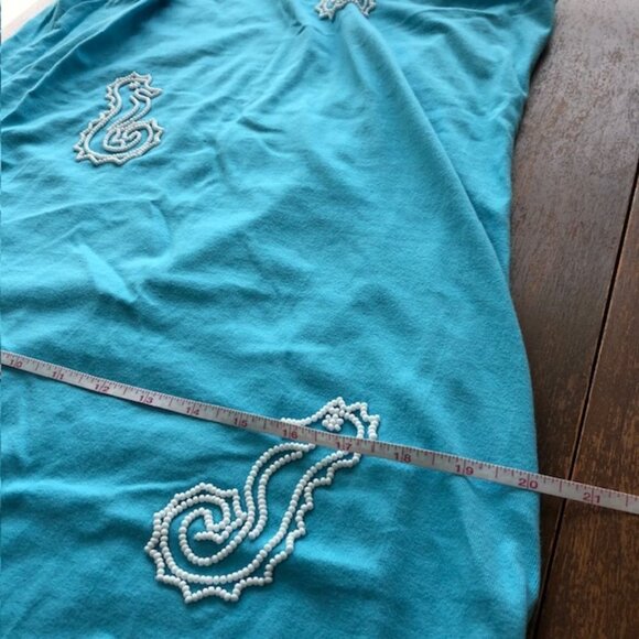 SUSAN BRISTOL Beaded Seahorse Turquoise Sleeveless Maxi Dress Vintage M - Picture 15 of 15